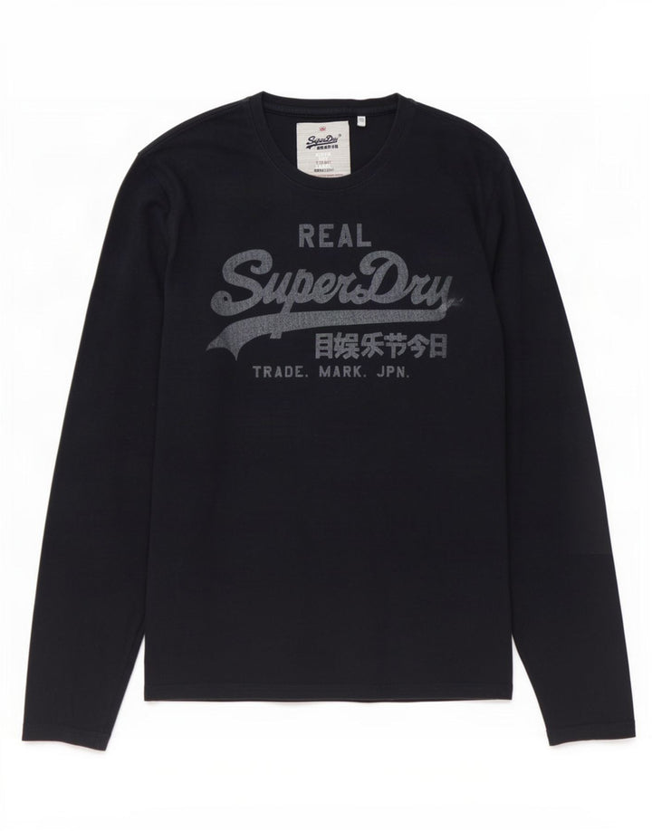 Top grafic pentru bărbați Superdry cu mânecă lungă, mare, bleumarin, bumbac