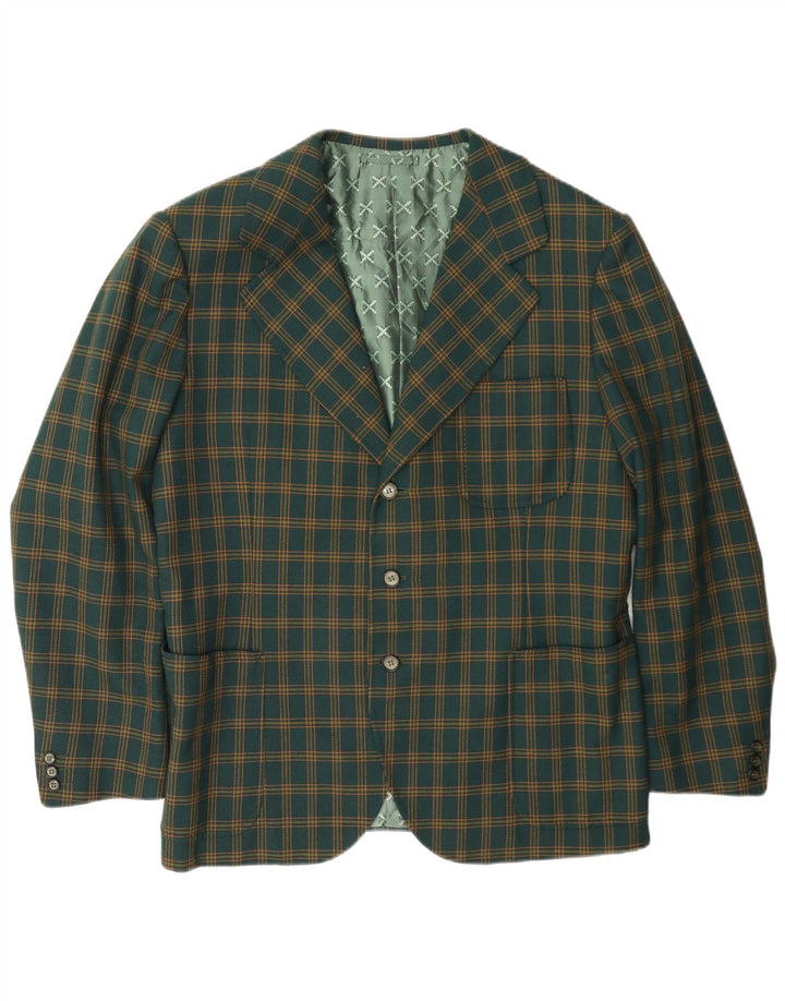 Blazer Vintage pentru bărbați cu 3 nasturi, UK 38 Medium Green Check