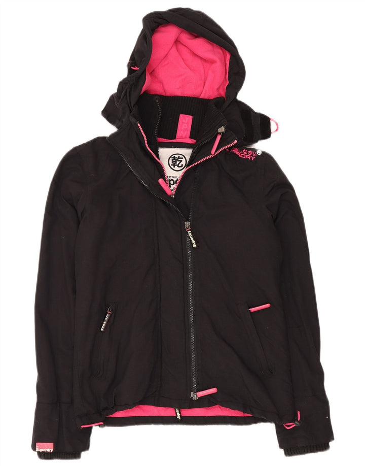 SUPERDRY Jachetă de vânt cu glugă supradimensionată pentru femei UK 6 XS Negru