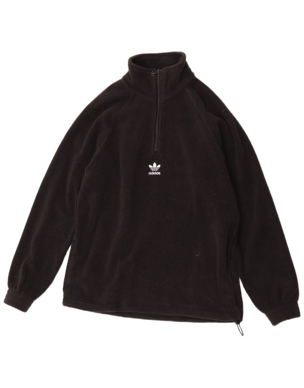 Pulover pentru bărbați Adidas, cu fermoar și gât, din lână, poliester negru mic