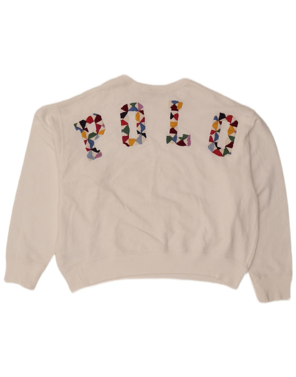 POLO RALPH LAUREN Hanorac crop pentru femei Pulover UK 16 Large White