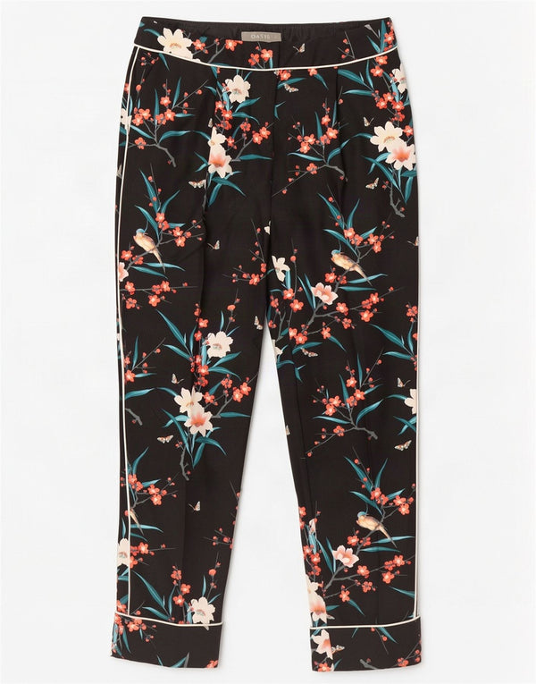 Pantaloni tăiați pentru femei Oasis slim UK 8 Small W28 L26 Black Floral