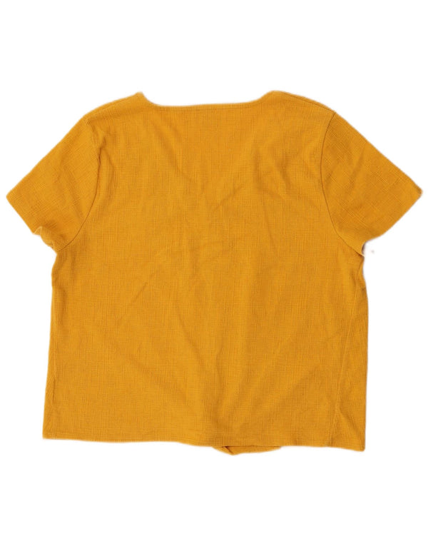 Bluză J. Crew pentru femei cu cravată în față, UK 18 XL, bumbac galben