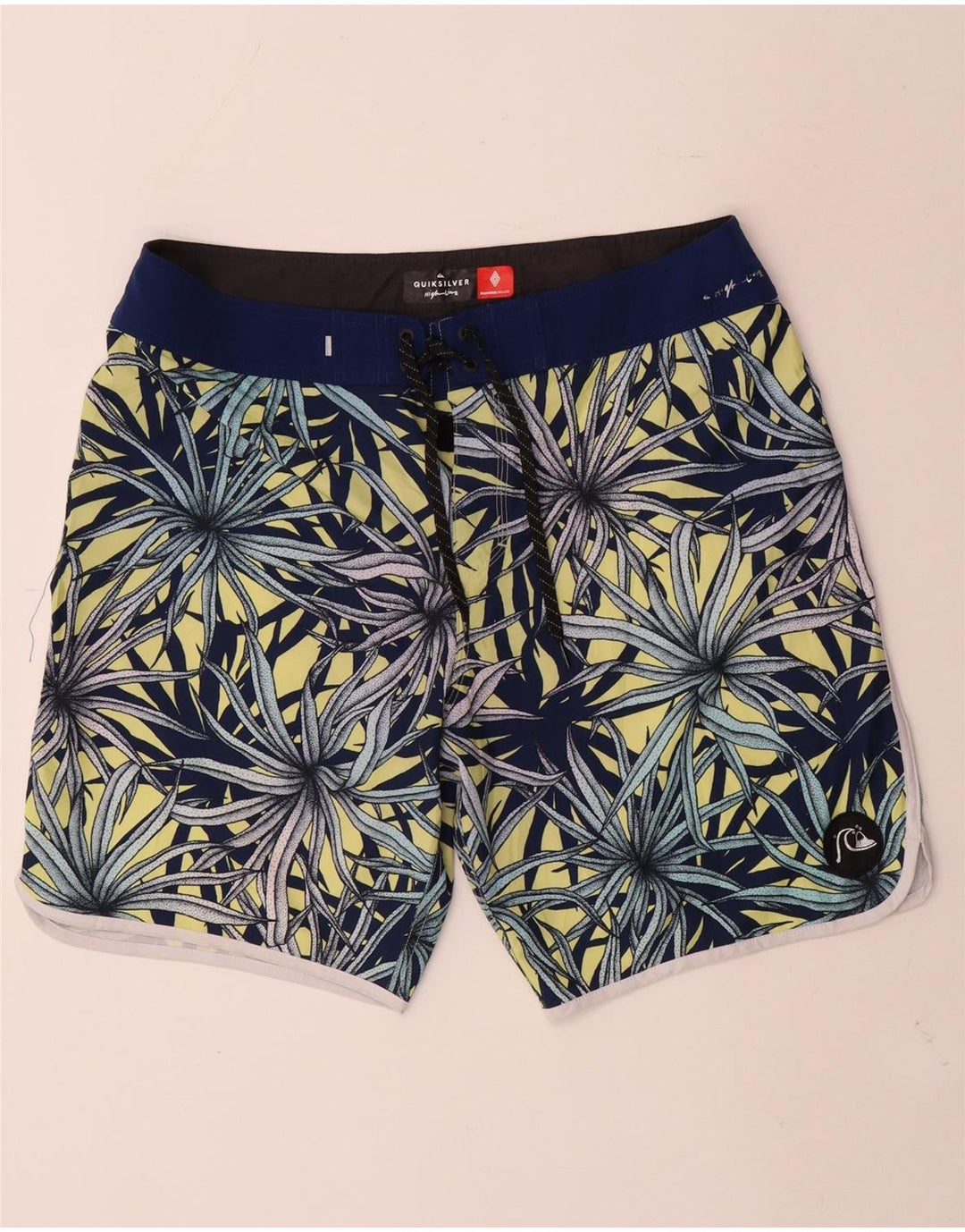 Pantaloni scurți de înot Quiksilver pentru bărbați, mari, albastru, cu flori din poliester