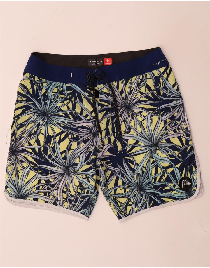 Pantaloni scurți de înot Quiksilver pentru bărbați, mari, albastru, cu flori din poliester