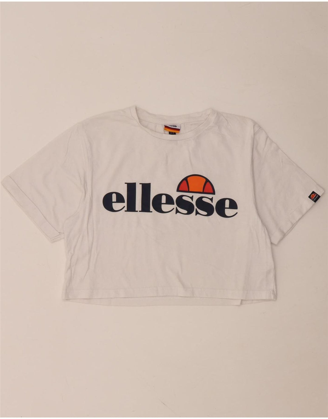 Tricou cu grafic crop ELLESSE pentru femei Top UK 10 Bumbac alb mic
