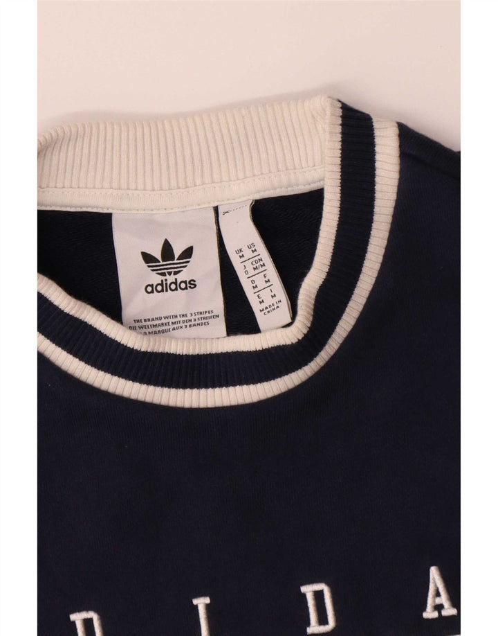 Hanorac grafic pentru bărbați Adidas Jumper mediu din bumbac bleumarin