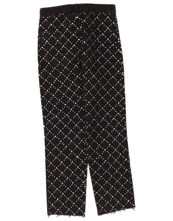 Blugi drepti pentru femei Topshop UK 8 Small W26 L26 Bumbac geometric negru