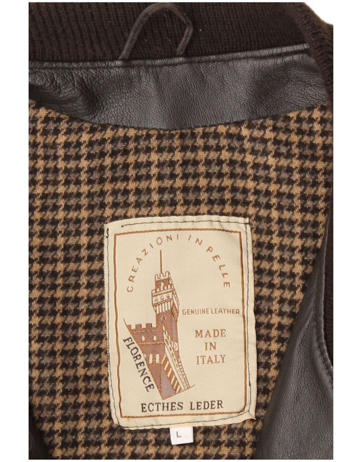 Jachetă de piele vintage pentru bărbați UK 40, mare, maro, din piele
