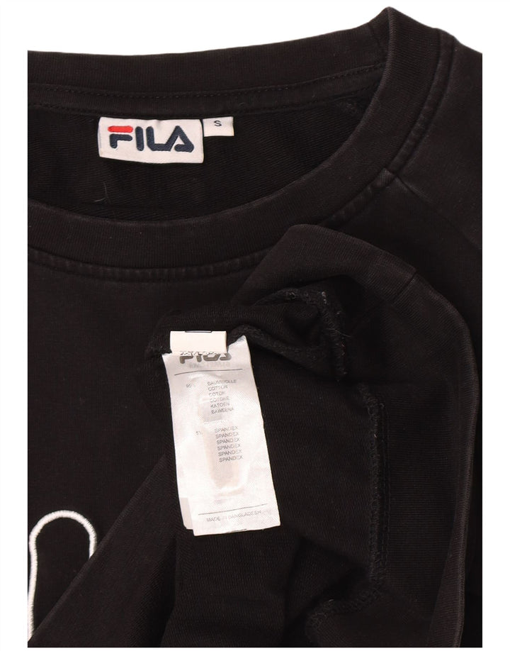 Hanorac cu grafic pentru femei Fila Pulover mic bumbac negru