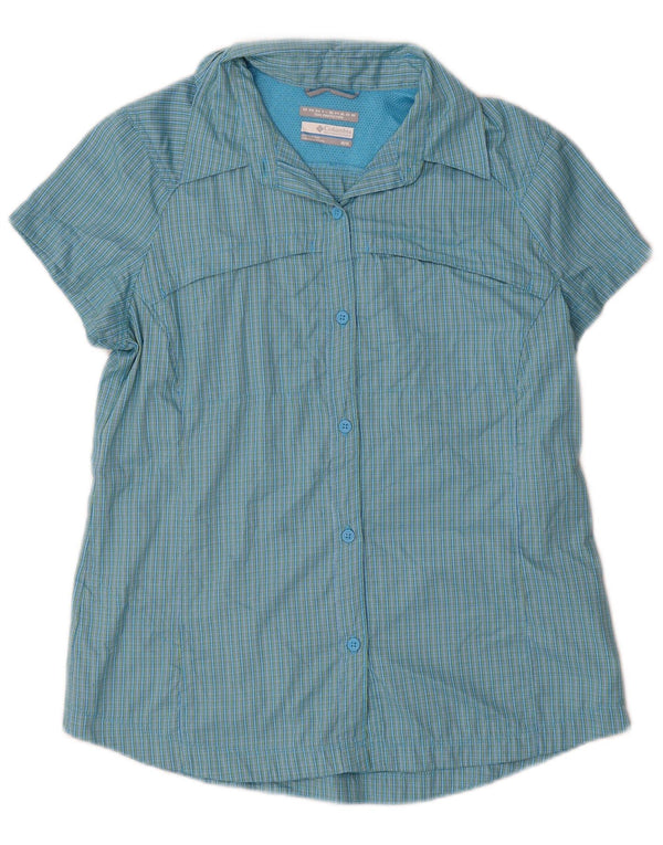 Cămașă cu mânecă scurtă Columbia Omni-Shade pentru femei UK 12 Medium Blue Check