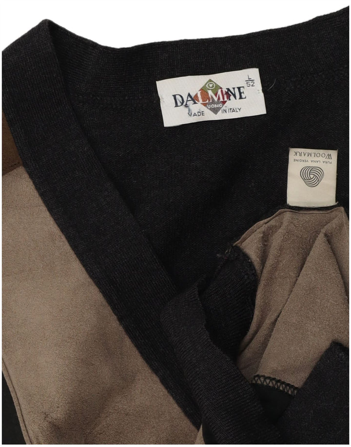 DALMINE Pulover cardigan din piele intoarsa pentru barbati IT 52 mare gri Colorblock