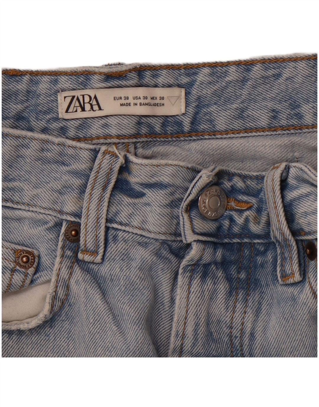 Blugi Distressed Straight ZARA pentru bărbați EU 38 Mici L30 L30 Albastru