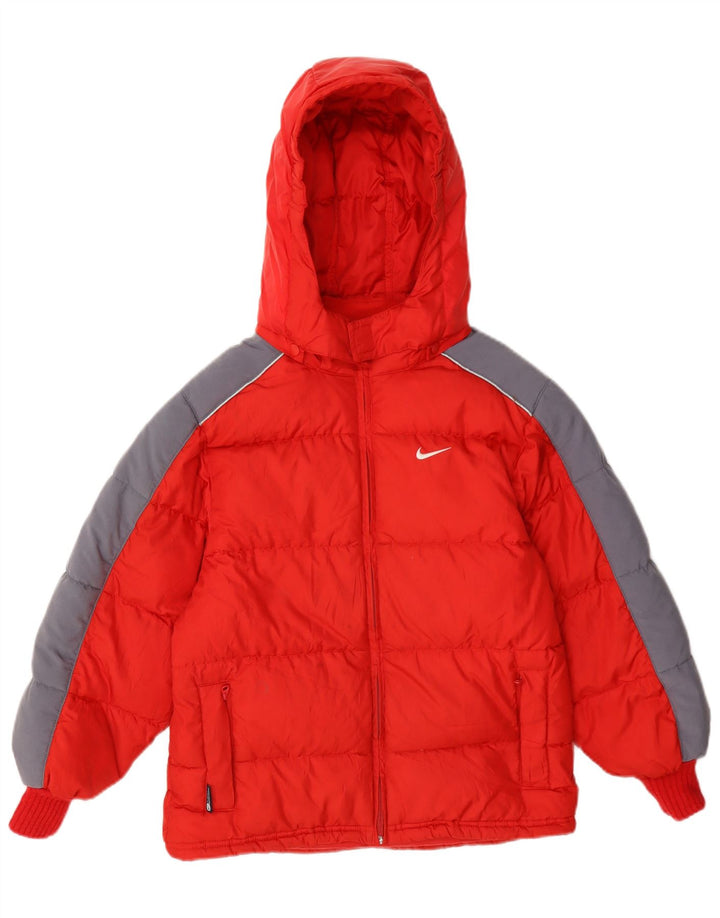 Jachetă căptușită cu glugă Nike pentru băieți 7-8 ani XL poliester color bloc roșu