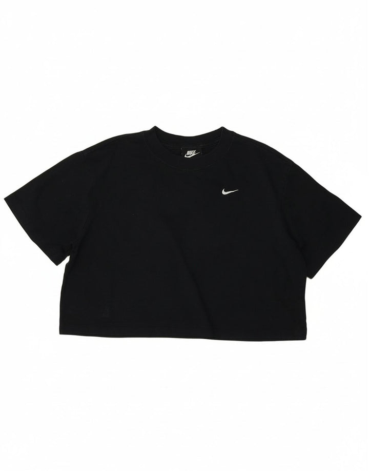 NIKE Womens Crop T-Shirt Top UK 10 Small Black