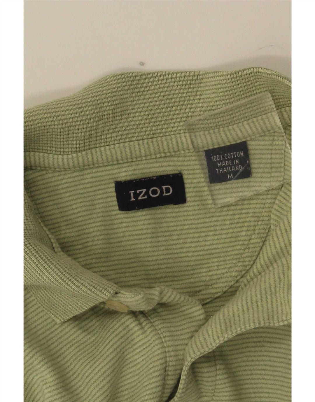 Tricou polo Izod pentru bărbați, bumbac cu dungi verde mediu