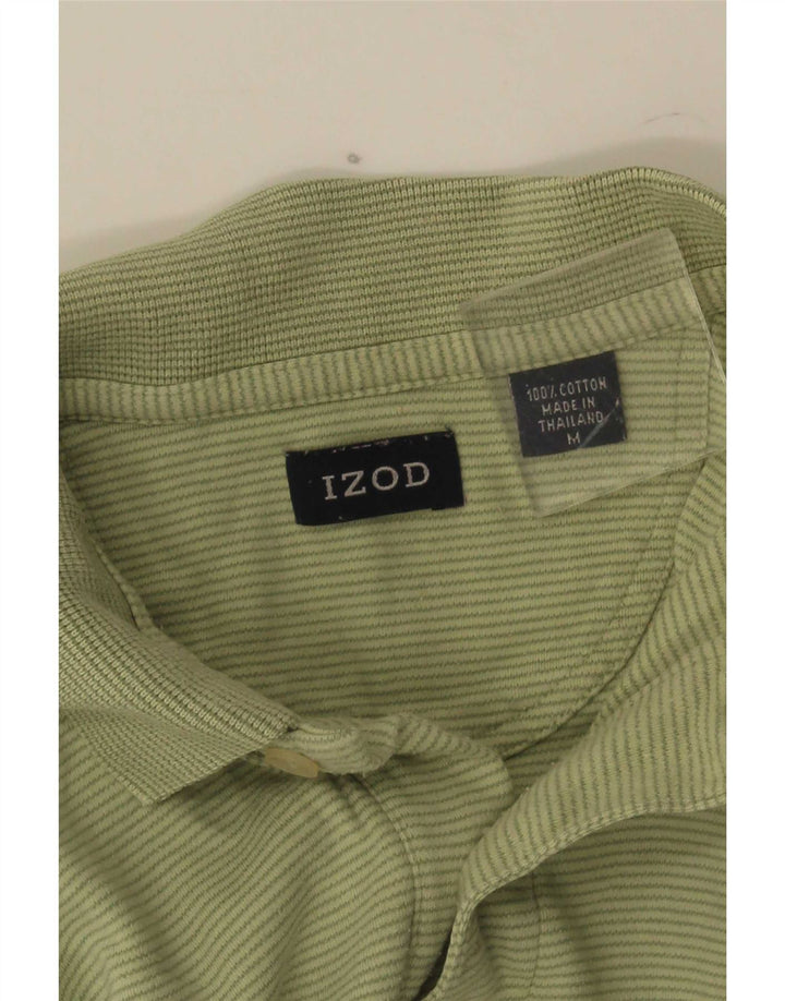 Tricou polo Izod pentru bărbați, bumbac cu dungi verde mediu