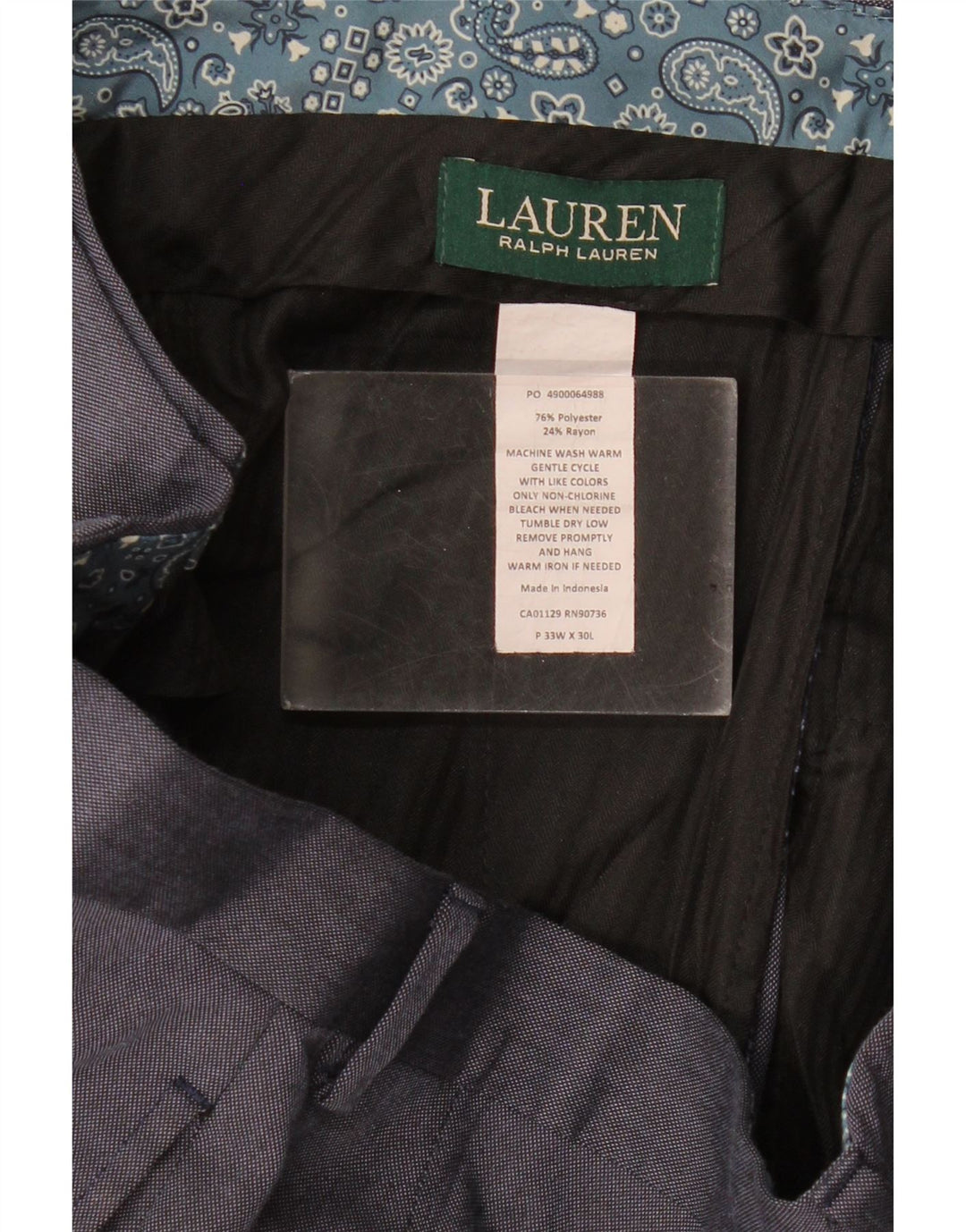 Pantaloni drepți pentru bărbați Ralph Lauren L33 L30 Poliester bleumarin