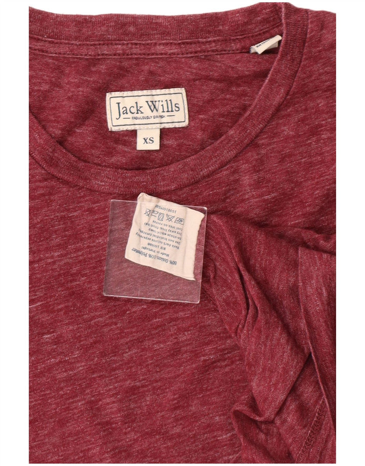 JACK WILLS Tricou Bărbați XS Bumbac Burgundy