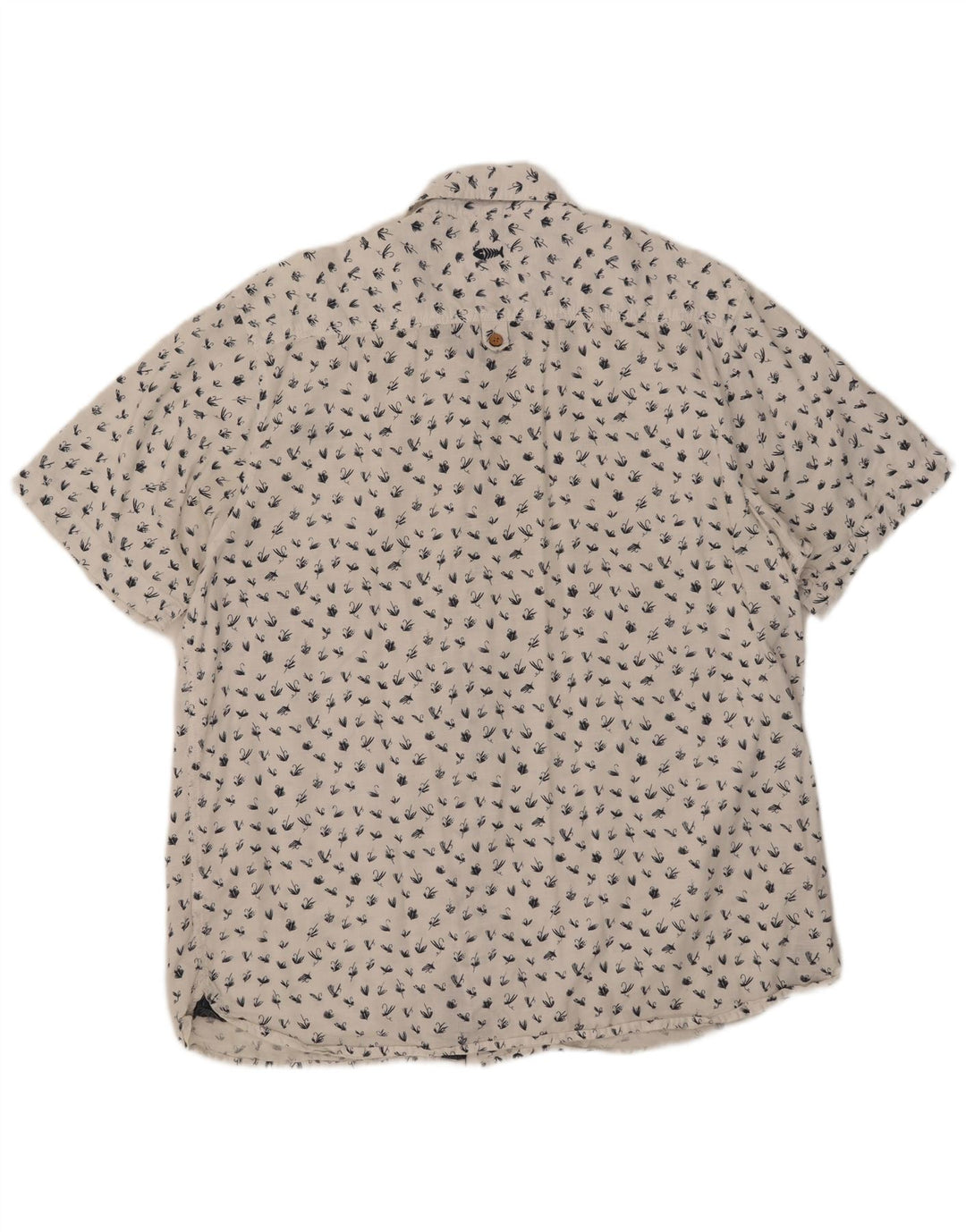 Cămașă cu mânecă scurtă pentru bărbați Weird Fish cu model abstract, bumbac alb 2XL