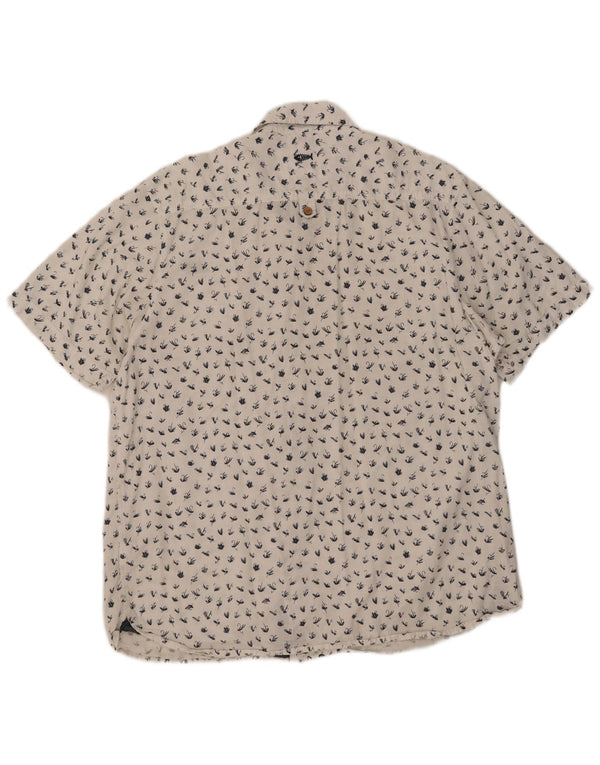 Cămașă cu mânecă scurtă pentru bărbați Weird Fish cu model abstract, bumbac alb 2XL