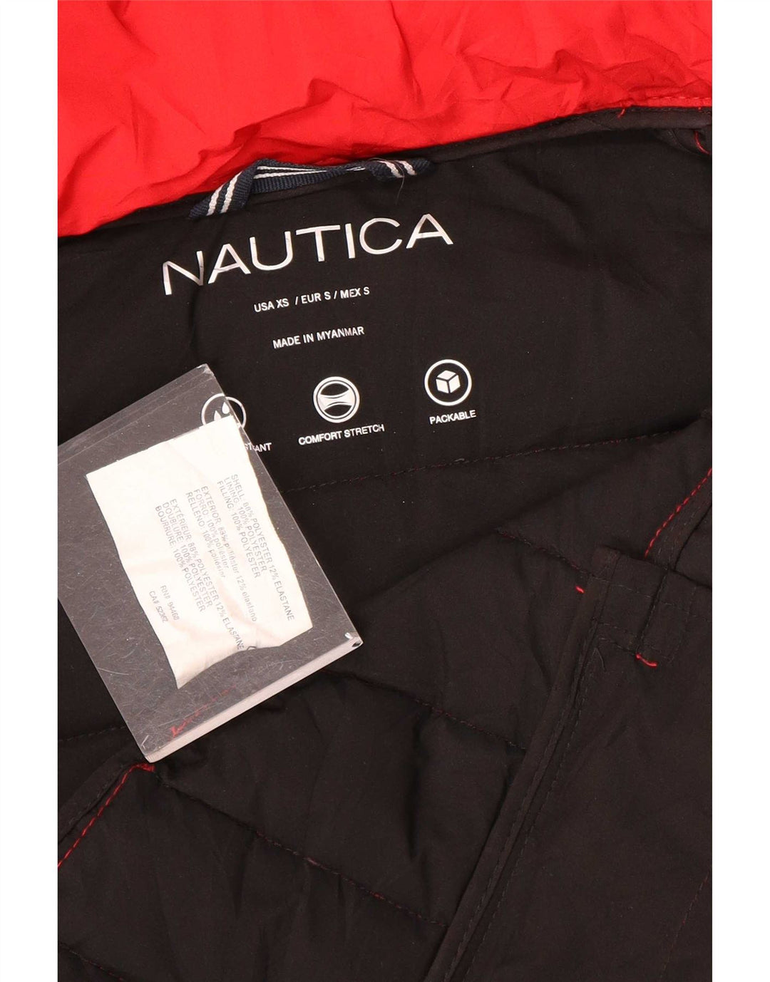 Jachetă căptușită cu glugă Nautica pentru femei UK 6 XS Poliester roșu