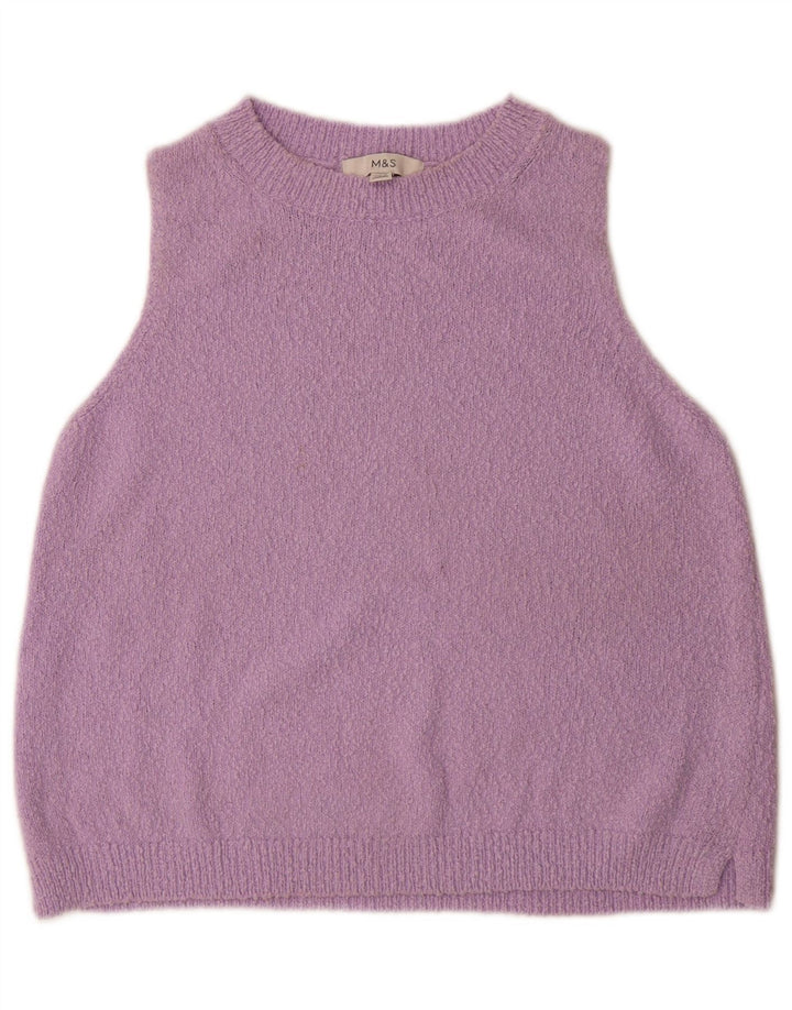 Marks & Spencer Womens Vest Tank Top UK 14 Medium Purple Bumbac