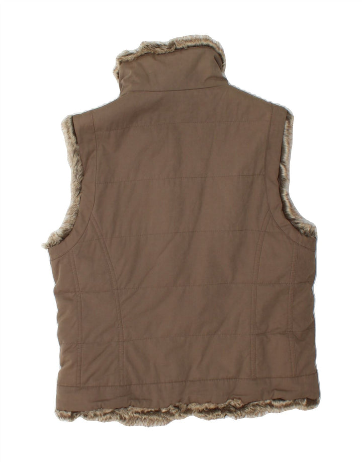 MONSOON Womens Reversible Gilet UK 10 Small Khaki Polyester Vintage Monsoon and Second-Hand Monsoon from Messina Hembry 