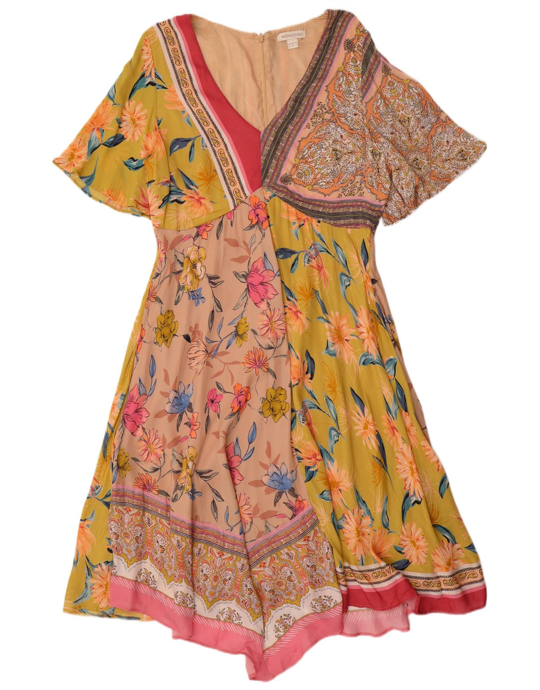 MONSOON Rochie asimetrică pentru femei UK 14 mare, multicoloră, mozaic