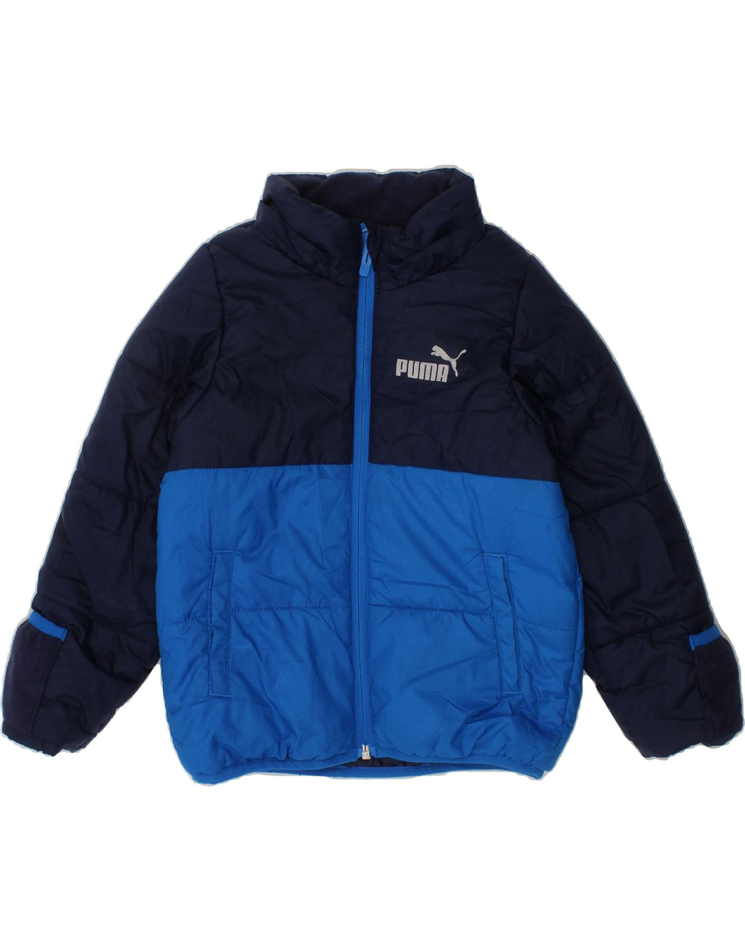 PUMA Boys Graphic Padded Jacket 2-3 Years Navy Blue Colourblock Polyester Vintage Puma and Second-Hand Puma from Messina Hembry 