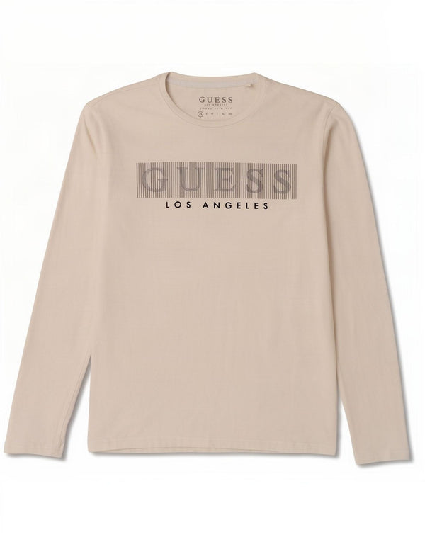 Guess Top grafic pentru bărbați cu mânecă lungă UK 32 XS bumbac alb