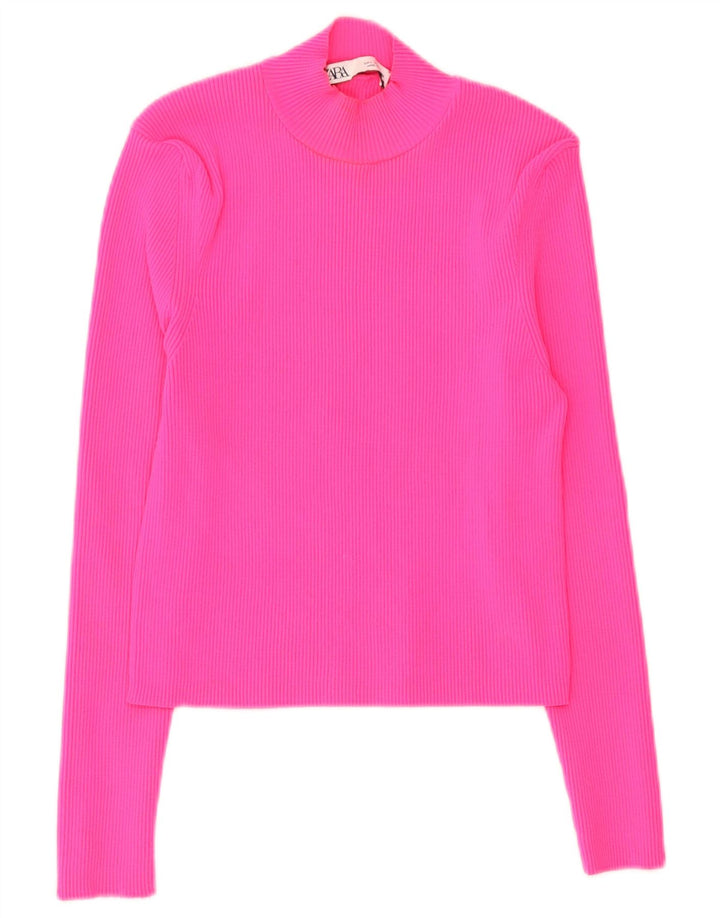 Crop Top pentru femei Zara cu mânecă lungă UK 14, mare, roz din poliamidă