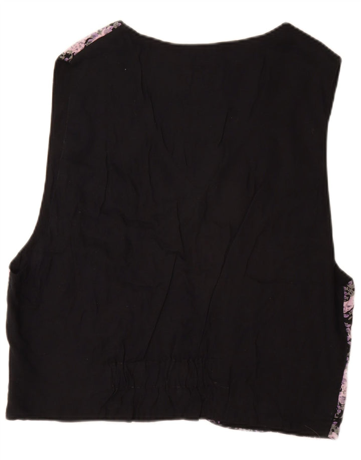 Vestă Bărbați VINTAGE IT 52/54 Mare Neagră Floral Viscoză