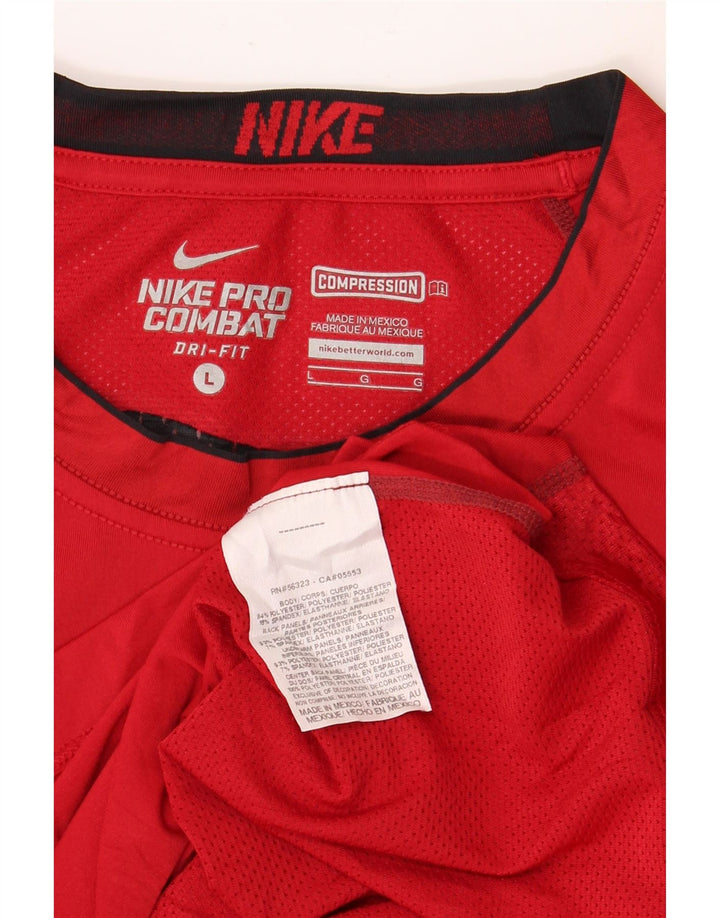 Top grafic pentru femei NIKE cu mâneci 3/4 UK 14, mare, roșu, poliester color bloc