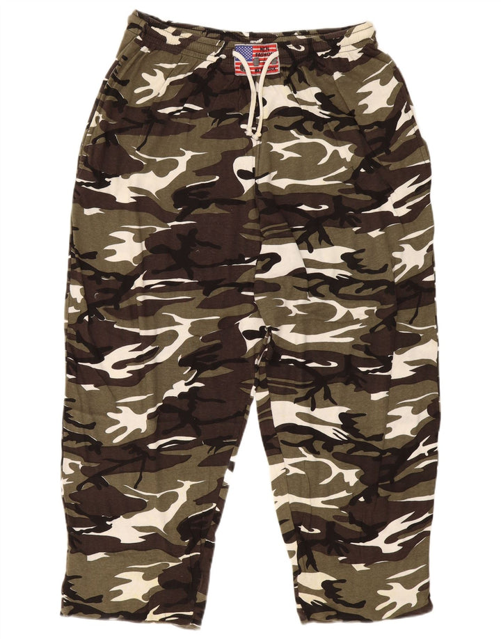 VINTAGE Pantaloni de trening pentru bărbați 2XL Camuflaj verde