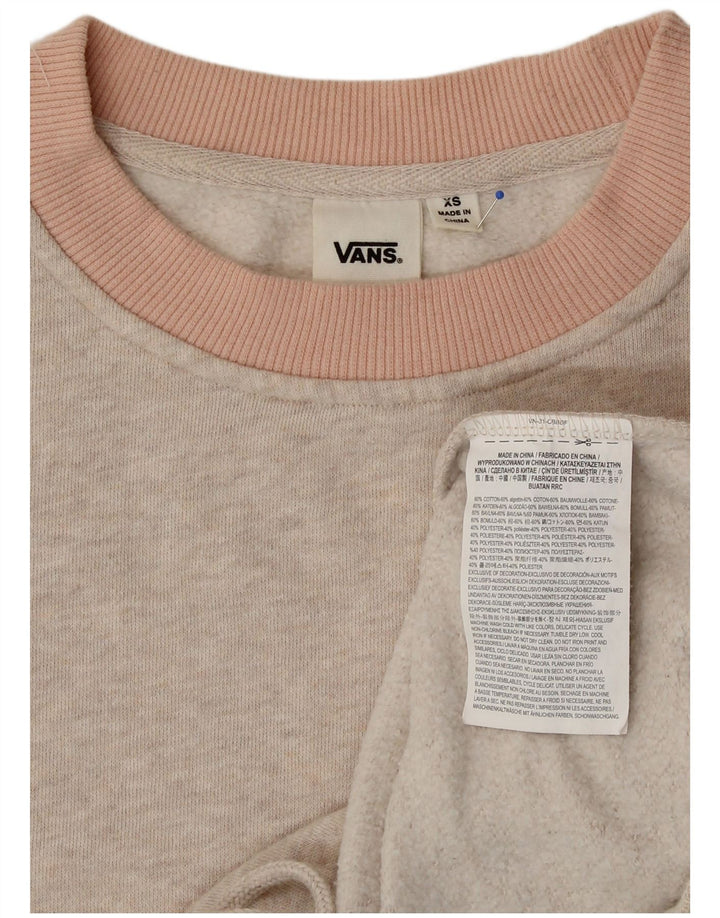 VANS Womens Oversized Sweatshirt Jumper UK 6 XS Beige Cotton