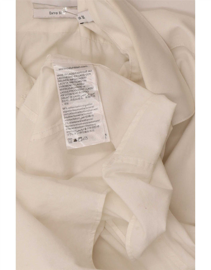 Cămașă pentru bărbați Calvin Klein Slim Fit Mărimea 38 15 Bumbac alb mediu
