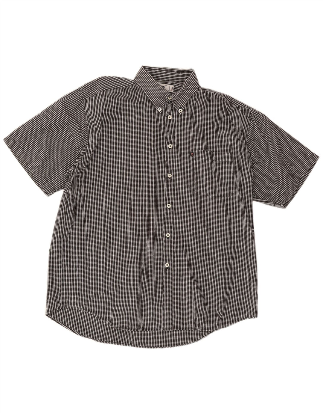 Cămașă pentru bărbați FILA cu mânecă scurtă XL, bumbac negru cu carouri