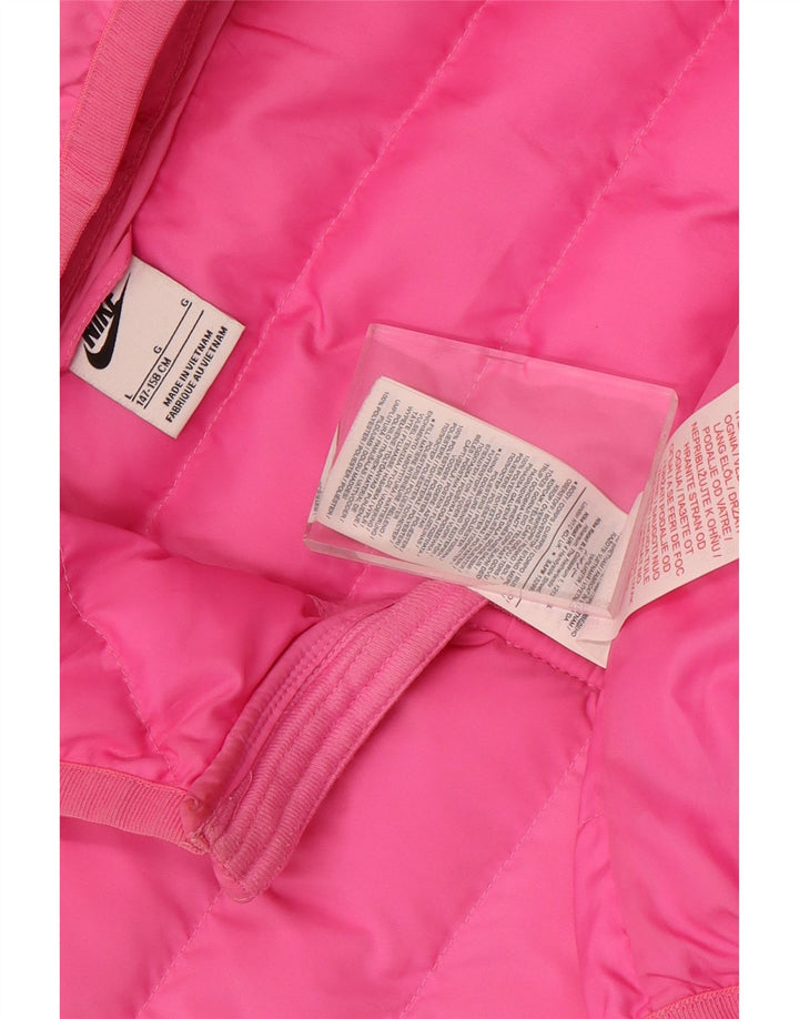 Jachetă căptușită cu glugă Nike pentru băieți 12-13 ani, mare, roz, poliester