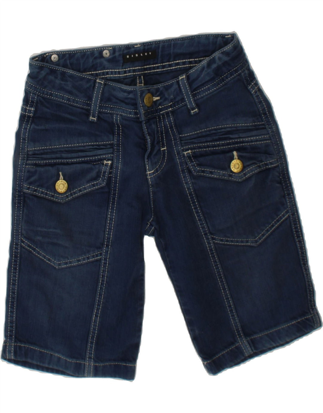 SISLEY Boys Denim Shorts 7-8 Years Medium W23 Blue Cotton Vintage Sisley and Second-Hand Sisley from Messina Hembry 