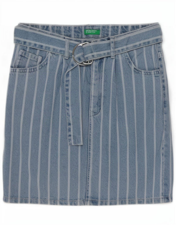 Fusta de blugi pentru femei Benetton W26 Small Blue Striped