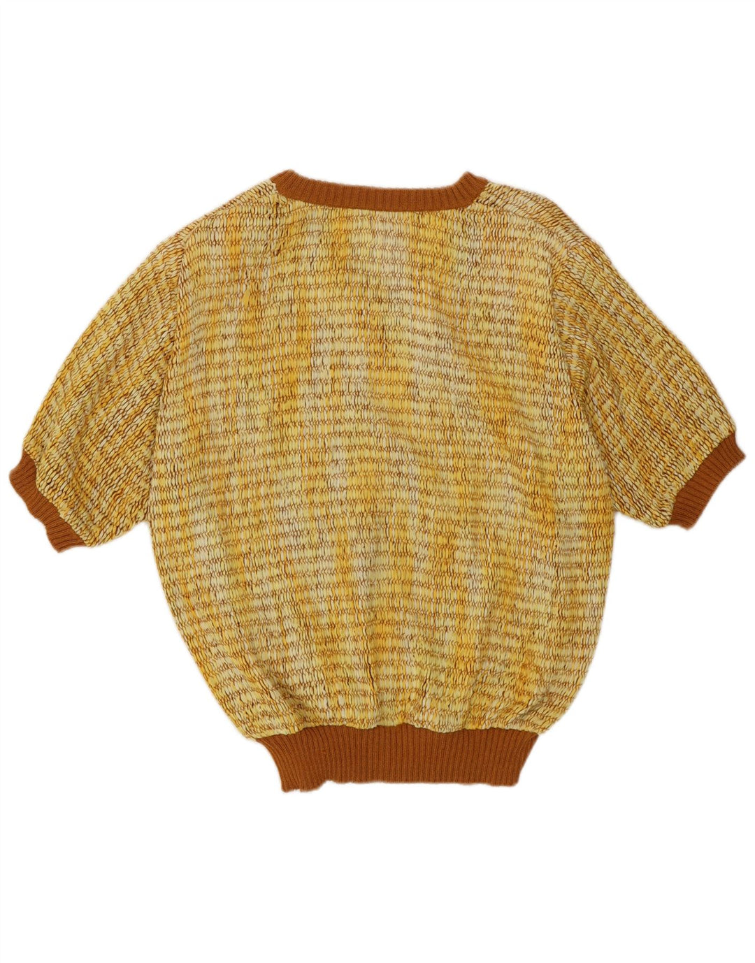 Pulover vintage pentru femei cu mânecă scurtă cu decolteu în V IT 44 Galben mediu