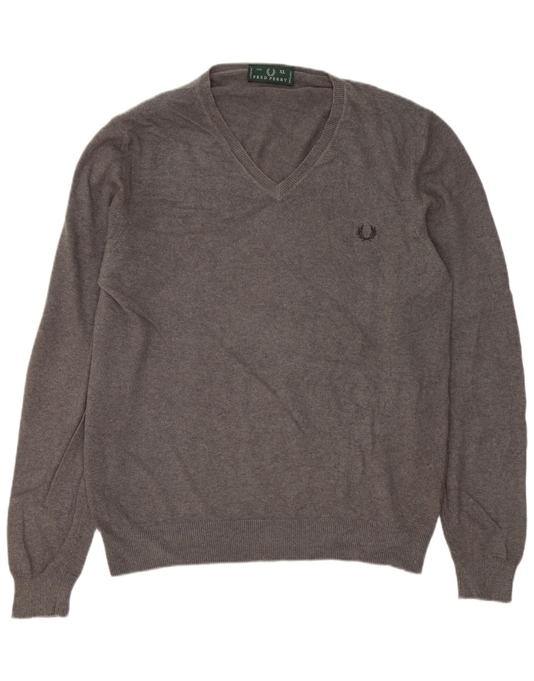Fred Perry Pulover cu decolteu în V pentru bărbați XL Lână gri