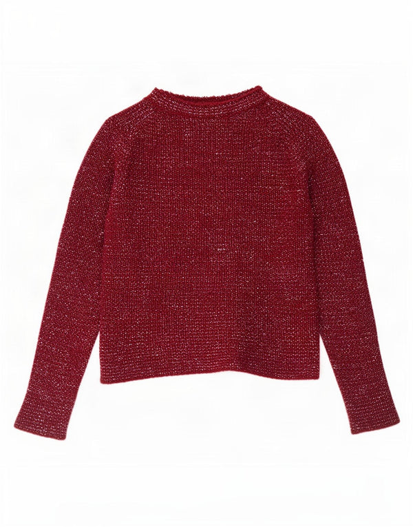 Massimo Dutti Womens Open Bolero Jumper UK 10 Small Burgundy Flecked Wool