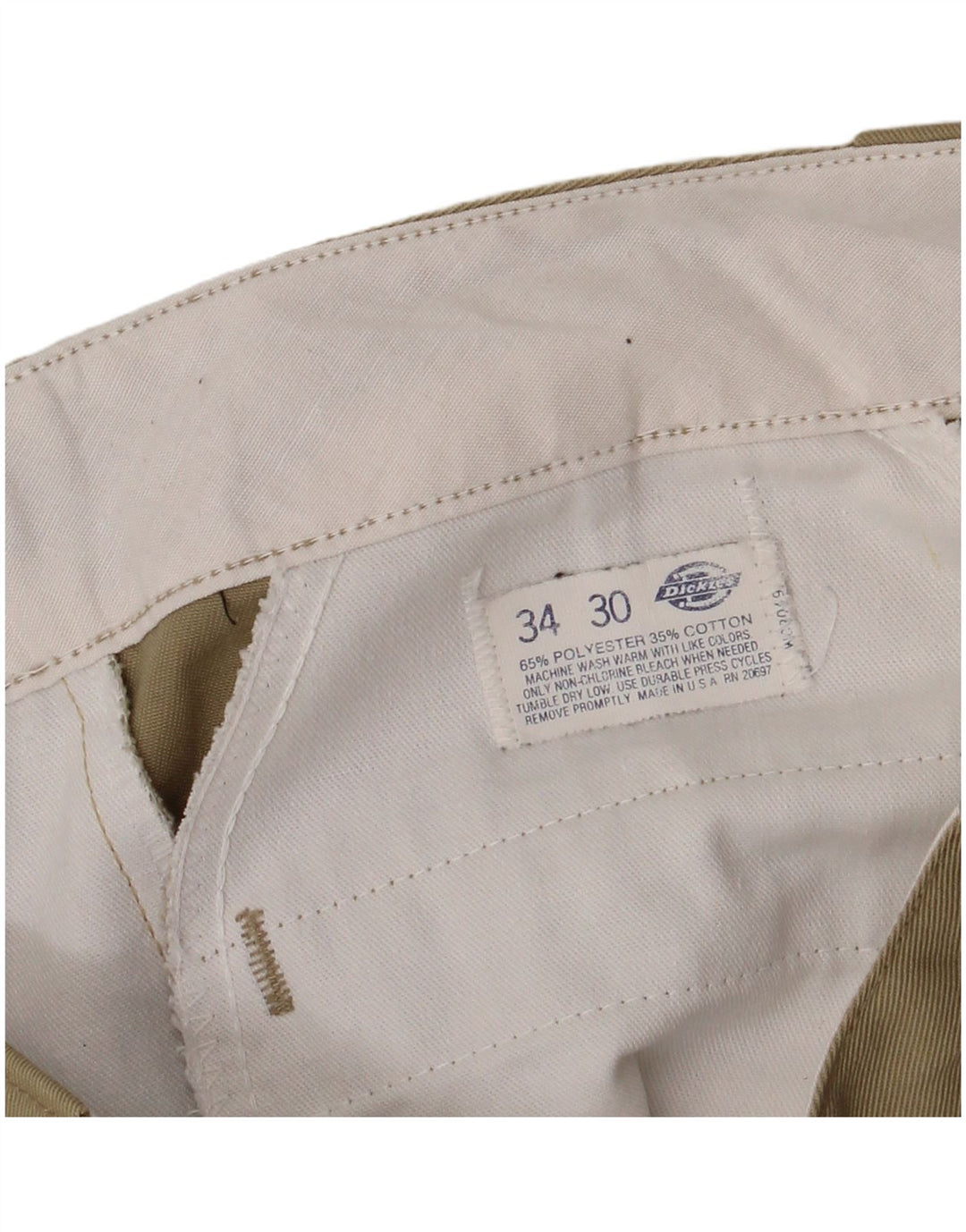 Pantaloni chino drepți pentru bărbați Dickies L34 L30 Kaki Poliester