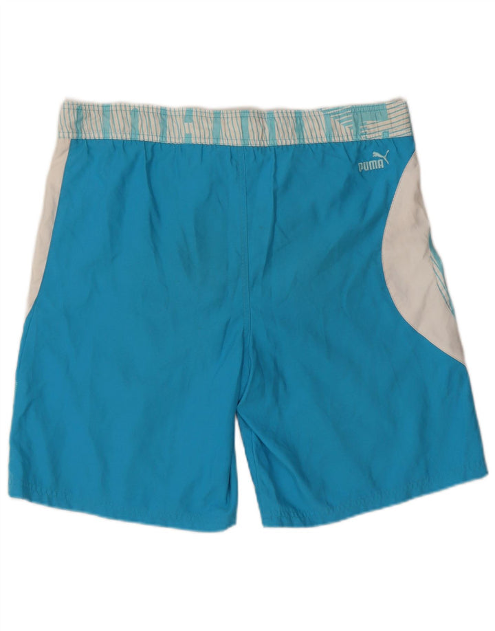 Pantaloni scurți de înot cu grafică Puma pentru bărbați, albastru mediu, poliester color bloc