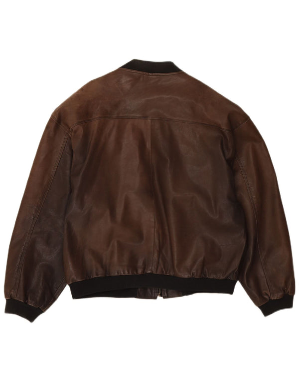 VINTAGE Mens Leather Jacket IT 50 Large Brown Leather