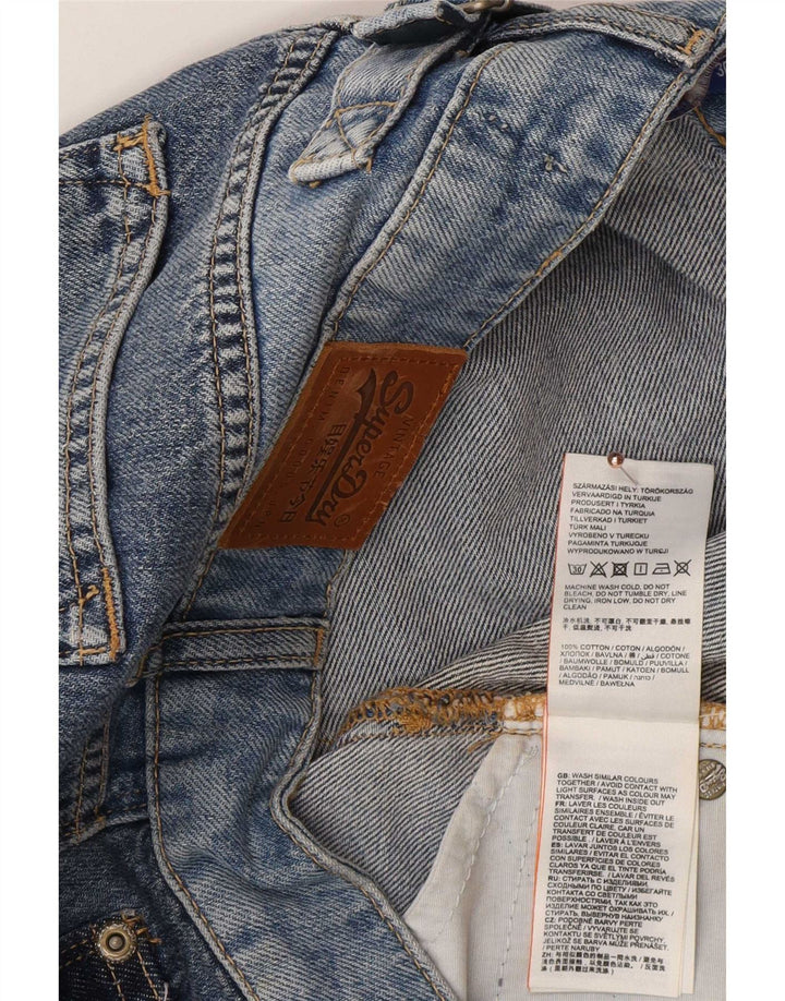 Fusta de blugi pentru femei Superdry W30 bumbac albastru mediu