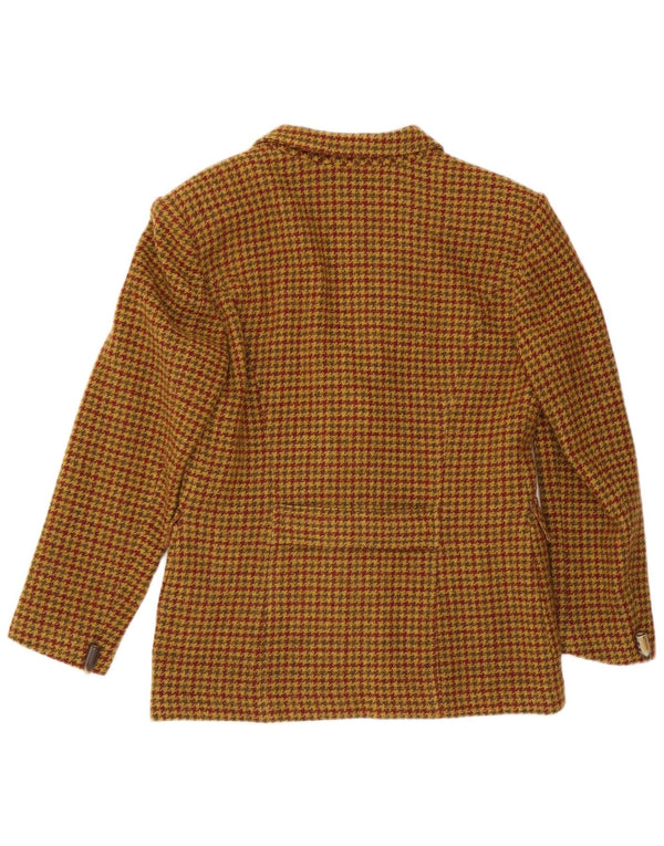 Jachetă vintage pentru femei cu 4 nasturi IT 46 Lână mare maro Houndstooth