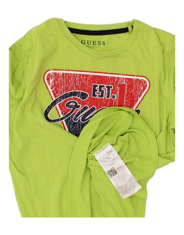 GUESS Boys Graphic Top Long Sleeve 13-14 Years Green Cotton Vintage Guess and Second-Hand Guess from Messina Hembry 